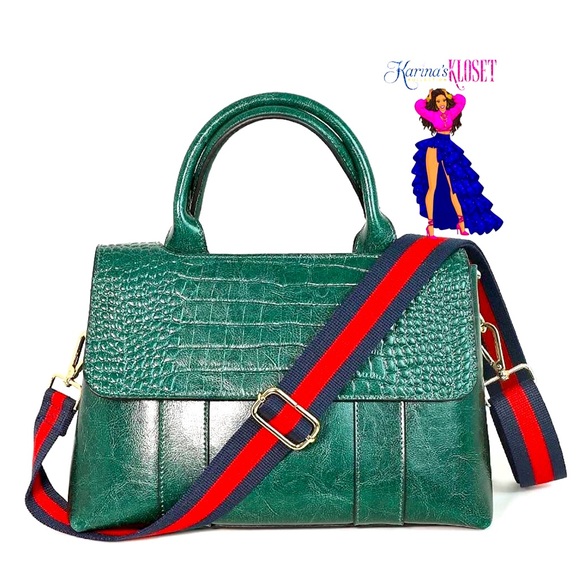 🎀 Navy Blue & Red Crossbody Strap 🎀 Unbranded Purse Strap with Gold Hardware - Picture 4 of 4